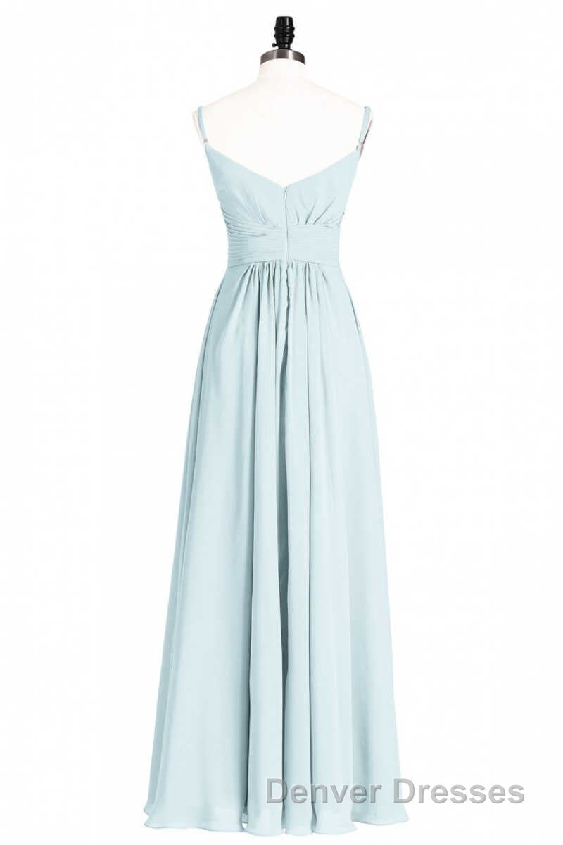 Mint Green Chiffon Twist Front A-Line Long Bridesmaid Dress Main image