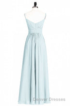 Mint Green Chiffon Twist Front A-Line Long Bridesmaid Dress
