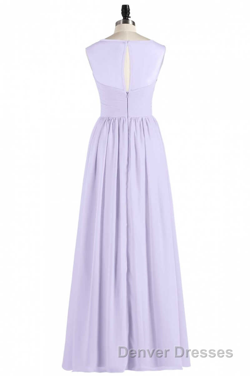 Lavender Chiffon Sweetheart Cutout Back A-Line Long Bridesmaid Dress Secondary image