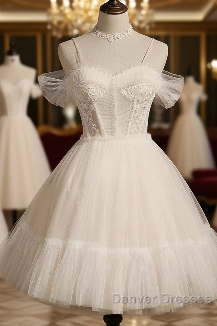 Cute Spaghetti Strap Tulle Short Homecoming Dress Main image