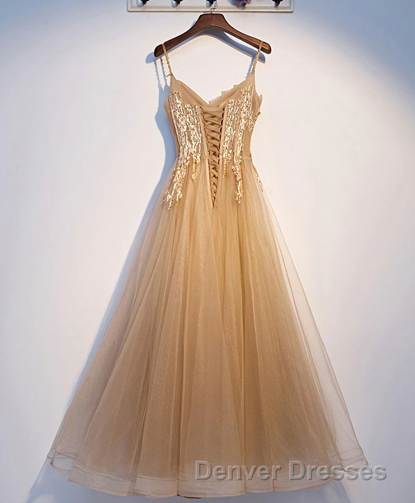 Champagne Tulle Lace Long Prom Dress, Champagne Evening Dress, 9 Secondary image