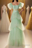 Mint Green Flare Sleeves Ruffles Long Party Dress