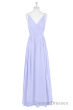 Lavender Chiffon V-Neck Backless Long Bridesmaid Dress