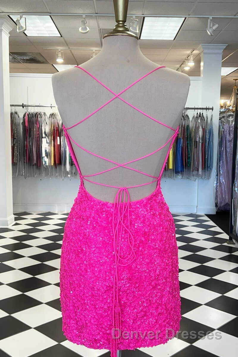 Spaghetti Straps Hot Pink Bodycon Mini Dress Secondary image