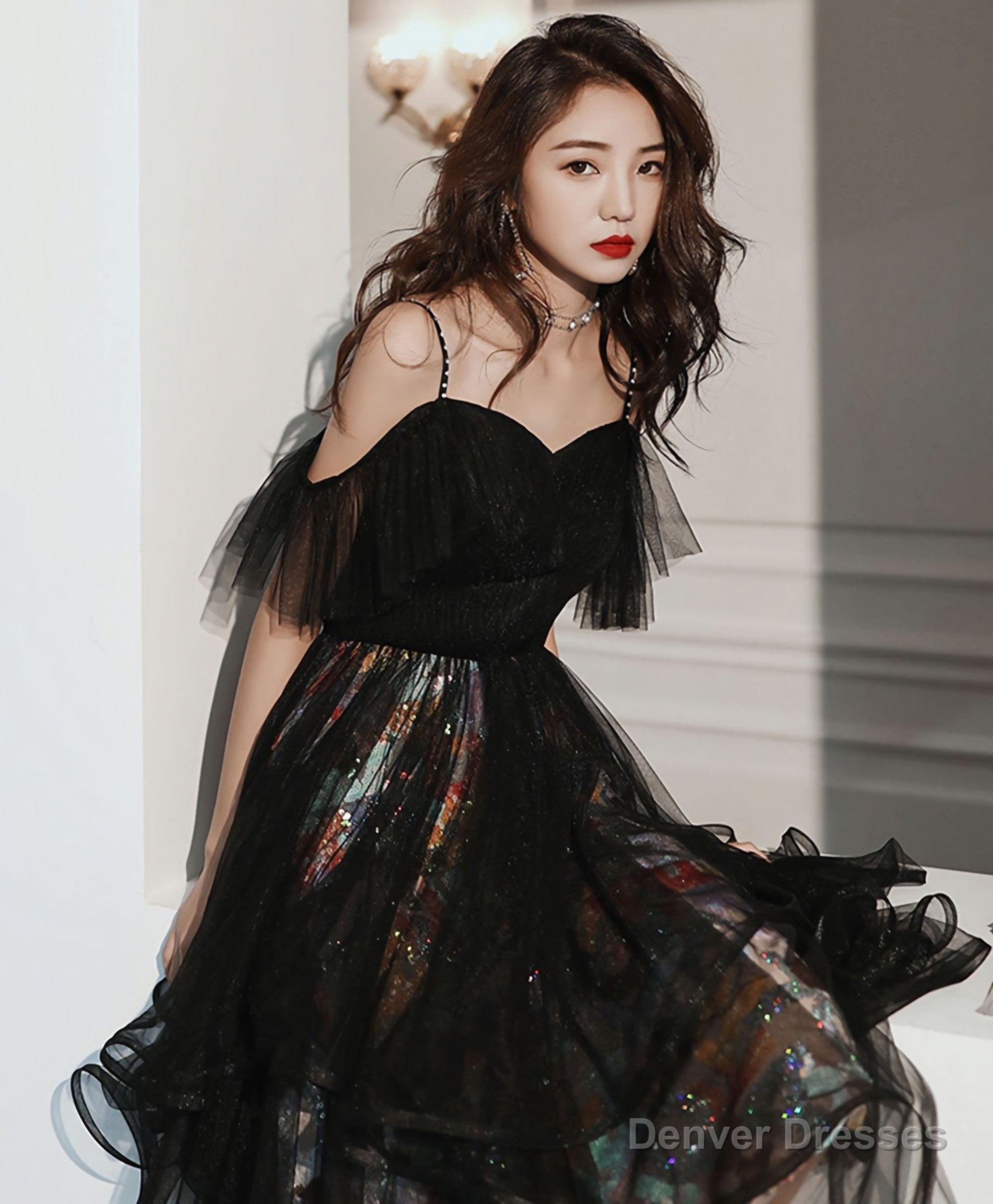 Black Tulle Short Prom Dress, Black Homecoming Dress