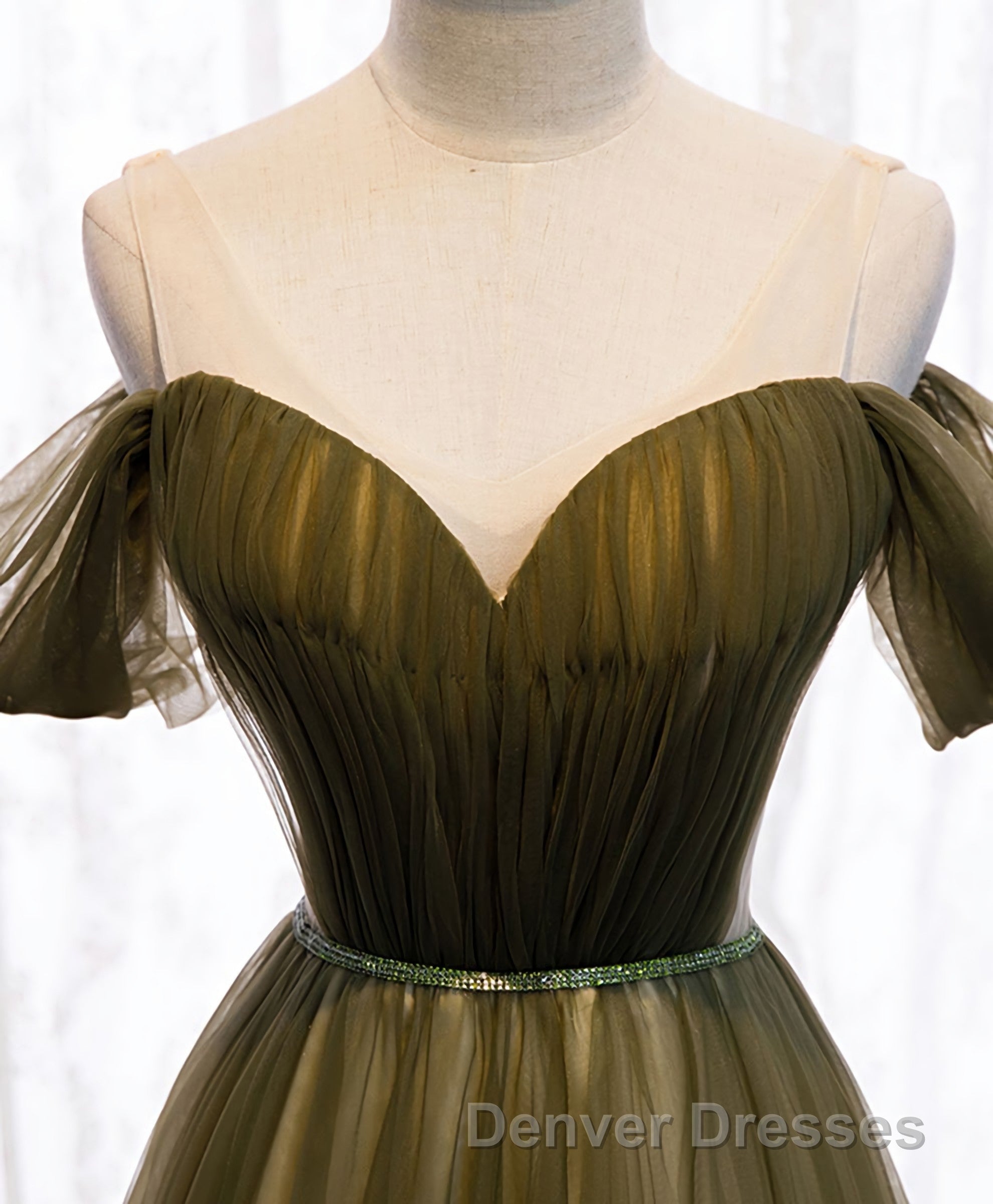 Simple Sweetheart Tulle Off Shoulder Long Prom Dress, Tulle Formal Dress Secondary image