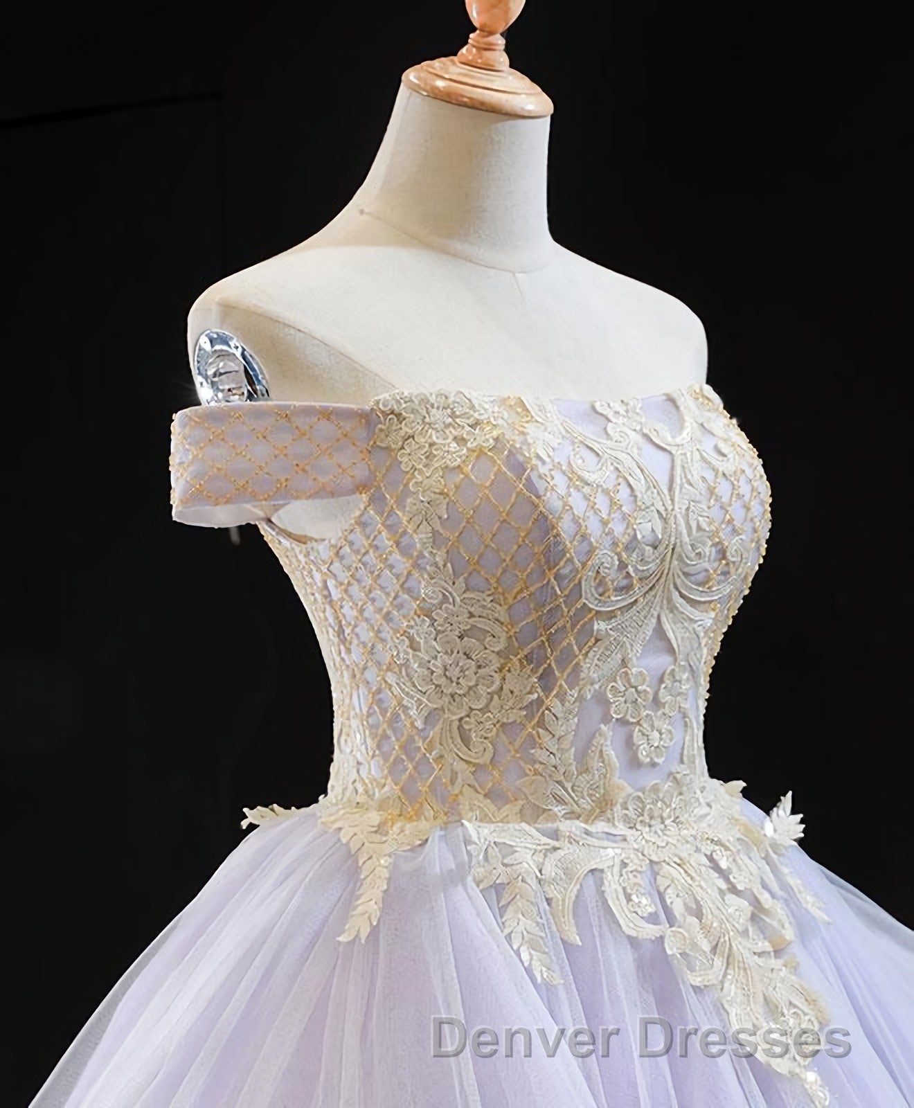 Purple Tulle Lace Long Prom Gown Lace Tulle Long Evening Dress Secondary image