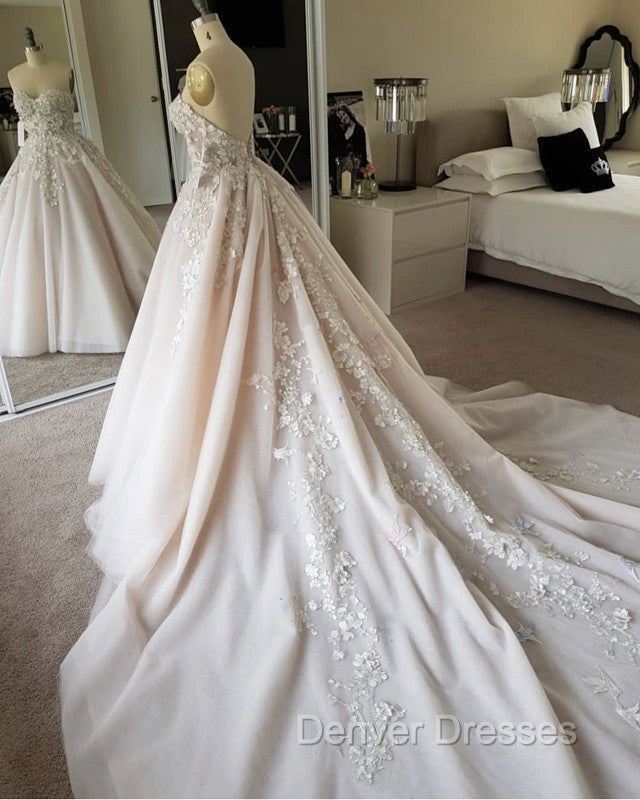 3D Floral Lace Flowers Sweetheart Wedding Ball Gown Dress Secondary image