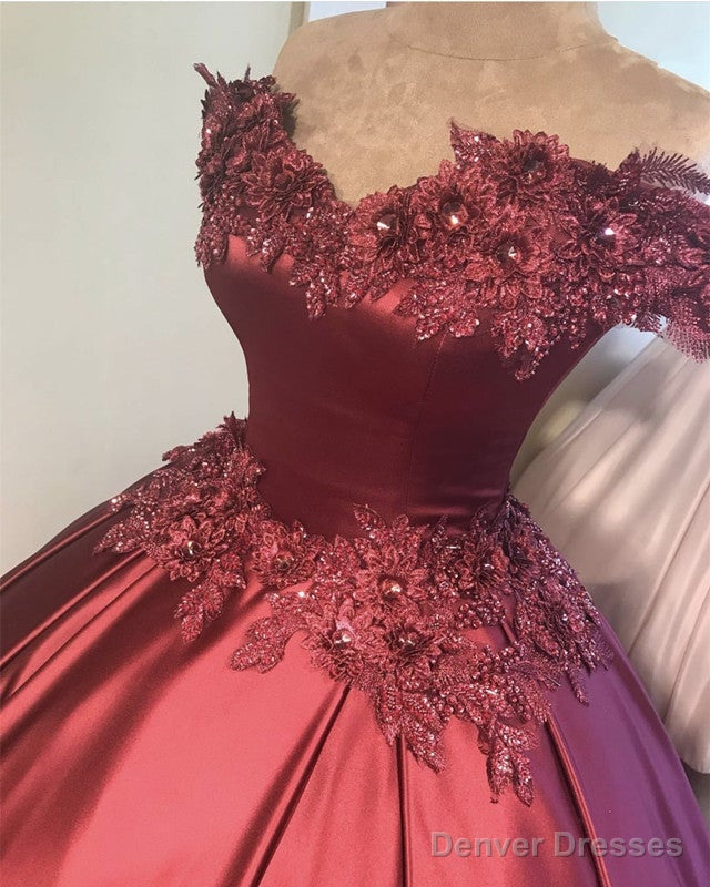 3D Flowers Off Shoulder Ball Gown Satin Dresses Secondary image
