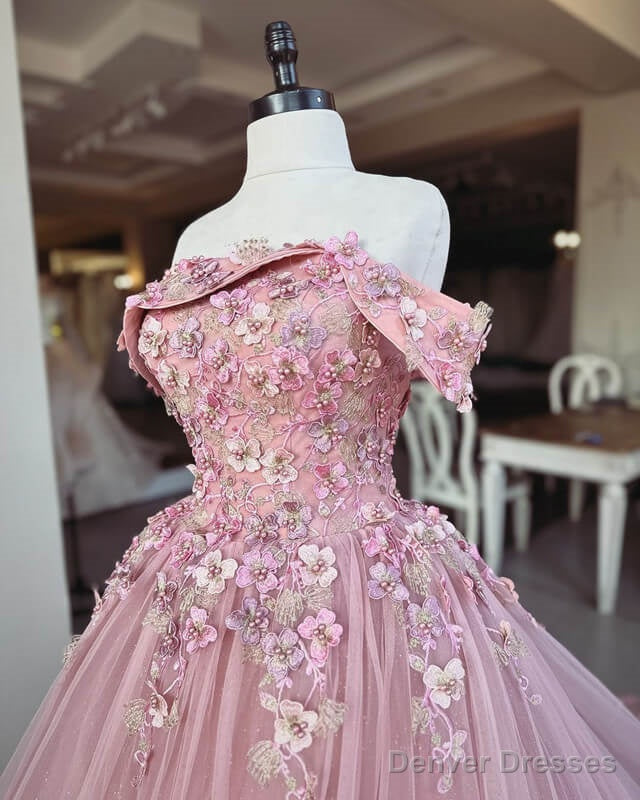 3D Lace Embroidery Off-The-Shoulder Ball Gown Dress Secondary image