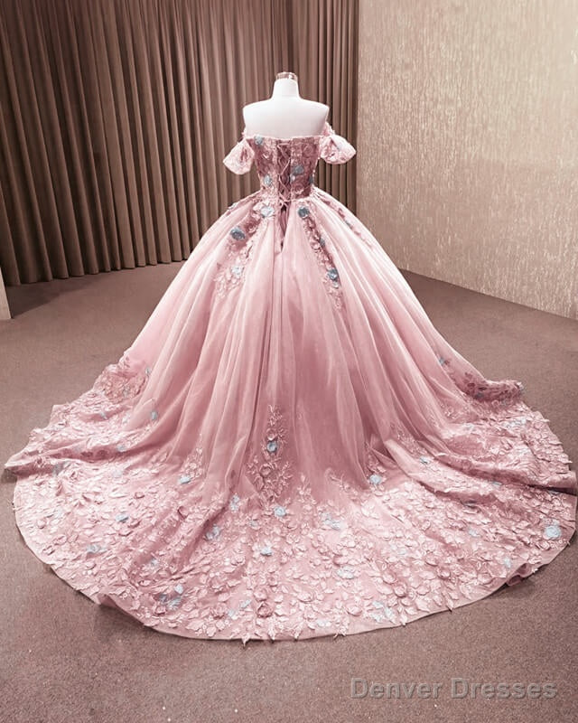 3D Lace Flowers Ball Gown Off Shoulder Dress Secondary image