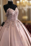 3D Lace Flowers Embroidery Sweetheart Satin Wedding Dress Ballgown