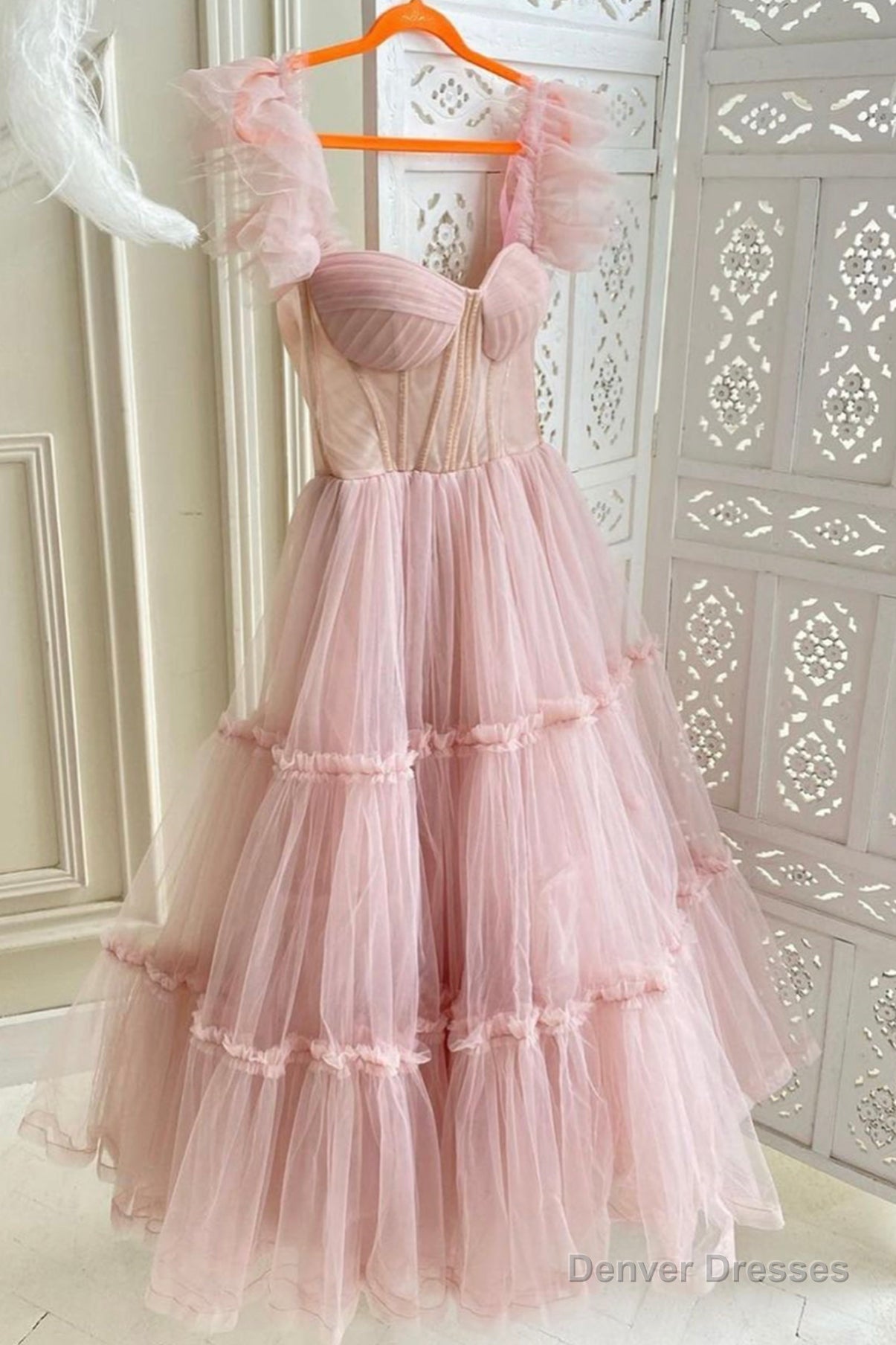 Pink Tulle Short Prom Dresses, A-Line Party Homecoming Dresses Main image