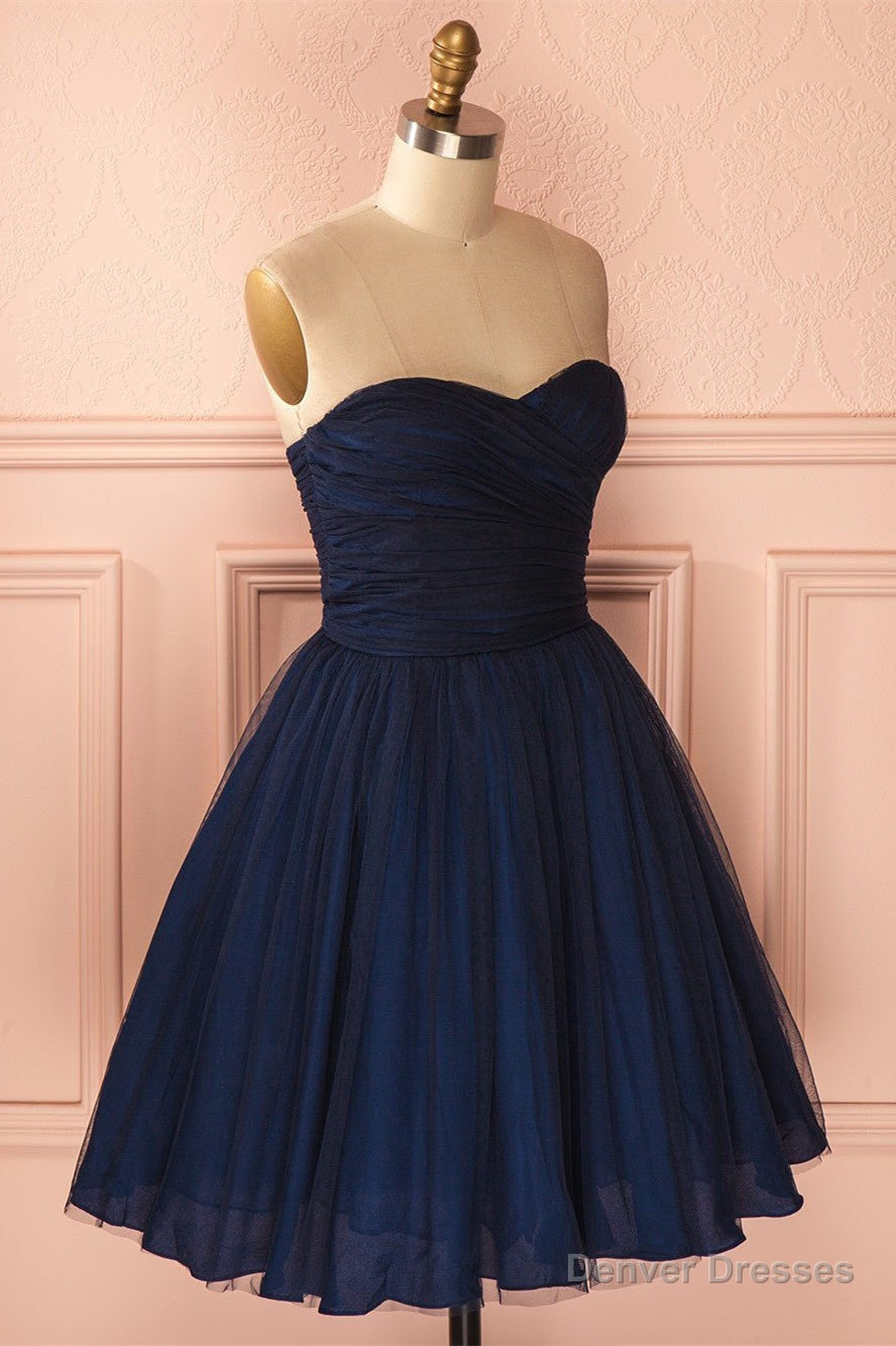 Strapless Short Navy Blue Tulle Homecoming Dress Main image