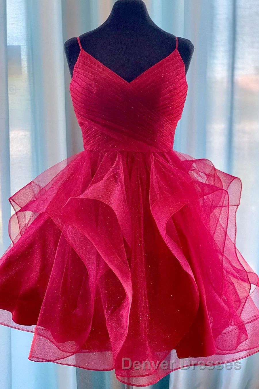 Flounced Blue Homecoming Dress with Side Draping Secondary image