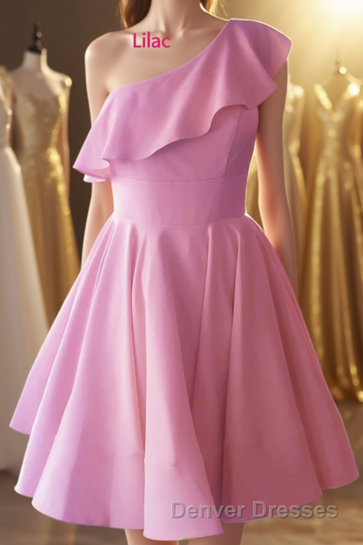 One Shoulder Ruffled Short Yellow Homecoming Dress