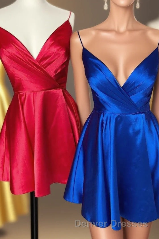 Spaghetti Straps Satin Homecoming Dress Main image