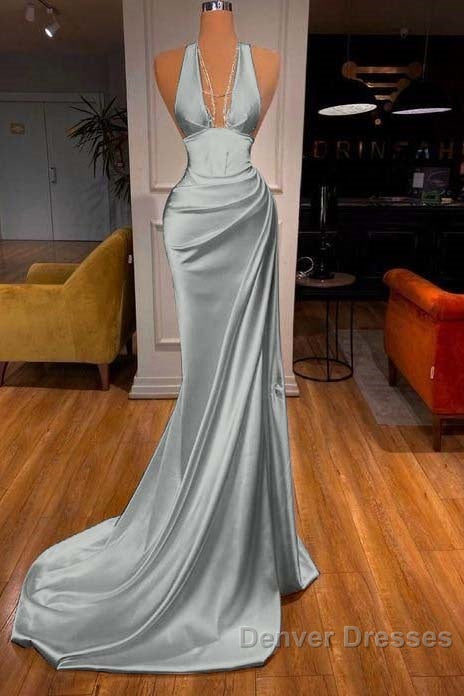 Halter V-Neck Mermaid Prom Dress Elegant