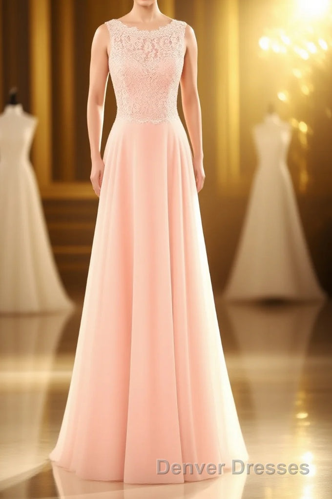 Pearl Pink Backless A-Line Long Bridesmaid Dress Main image