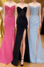 Strapless Lace Mermaid Long Formal Dress with Slit