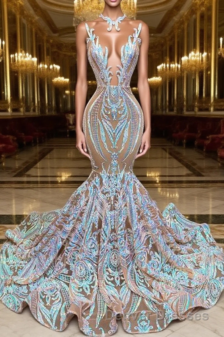 Chic Sequins Mermaid Prom Dress Sparkle Evening Dress On Sale Main image