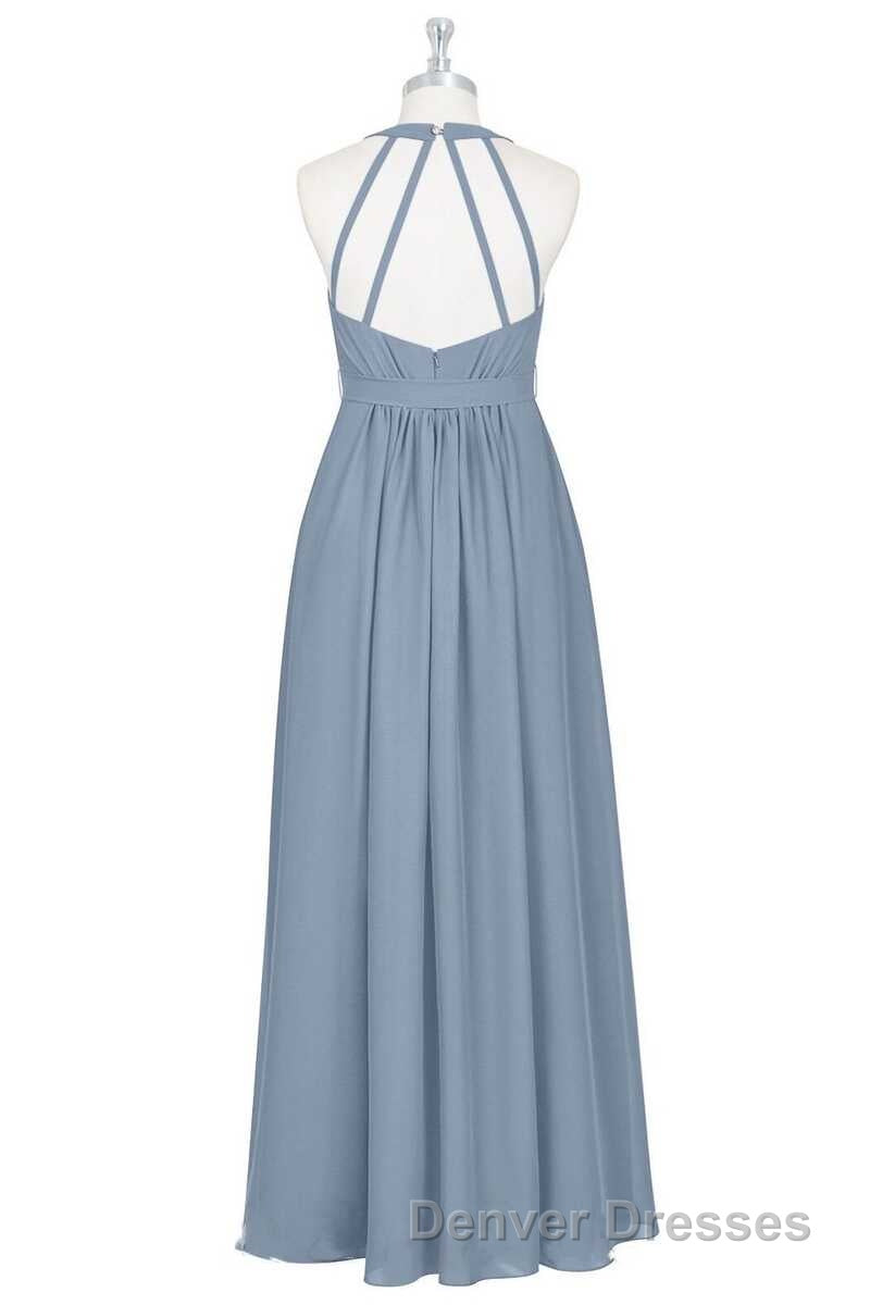 Dusty Blue Halter Backless Maternity Bridesmaid Dress Secondary image