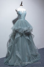 New Arrival Spaghetti Straps Tulle Long Formal Prom Dress, Charming Evening Party Dress