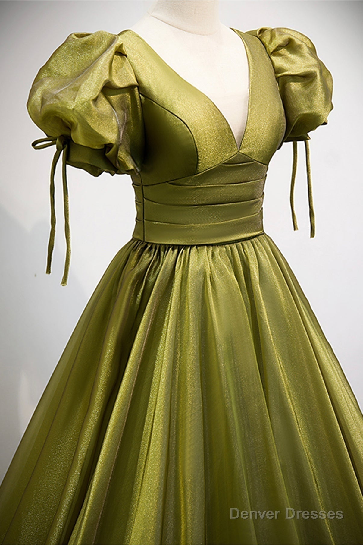 Green V-Neck Long Prom Dresses, A-Line Evening Dresses Secondary image