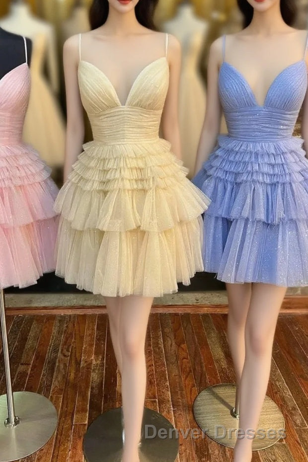 Cute Tulle V-Neck Short Prom Dress, A-Line Homecoming Party Dress Main image