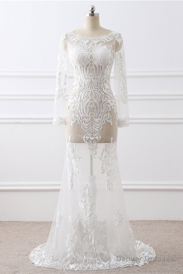 Sexy Mermaid Full Sleeves Wedding Dress with Applique Main image