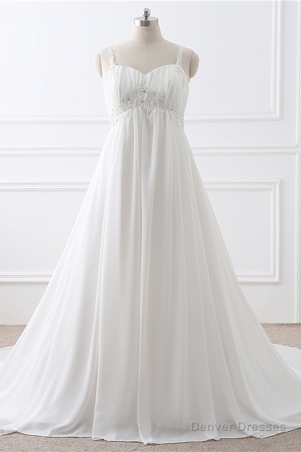 Simple Empire White Chiffon Long Wedding Dress Main image