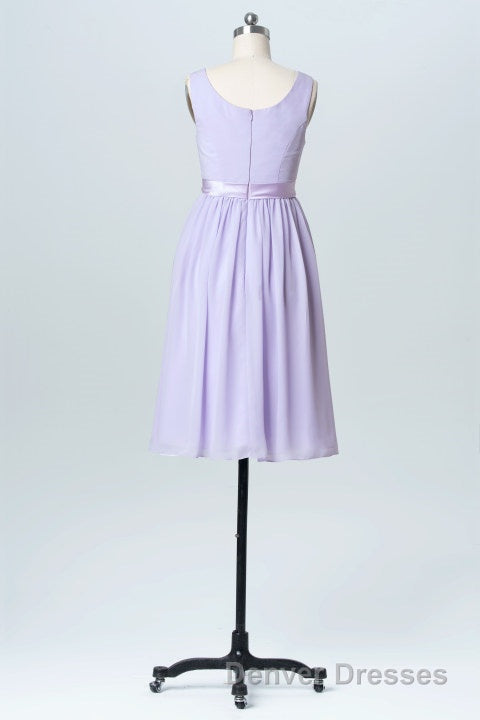 Lavender Crew Neck Tie-Side Short Bridesmaid Dress Secondary image