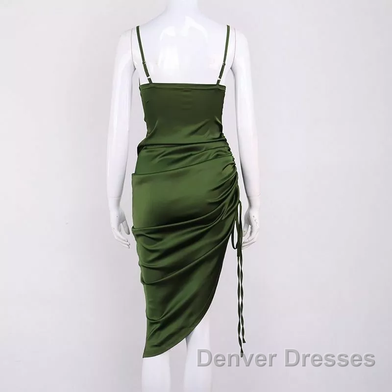 New Satin Green Prom Dress Spaghetti Strap Party Evening Dress Secondary image