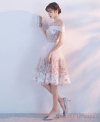 Pink Lace Applique Short Prom Dress Pink Homecoming Dress