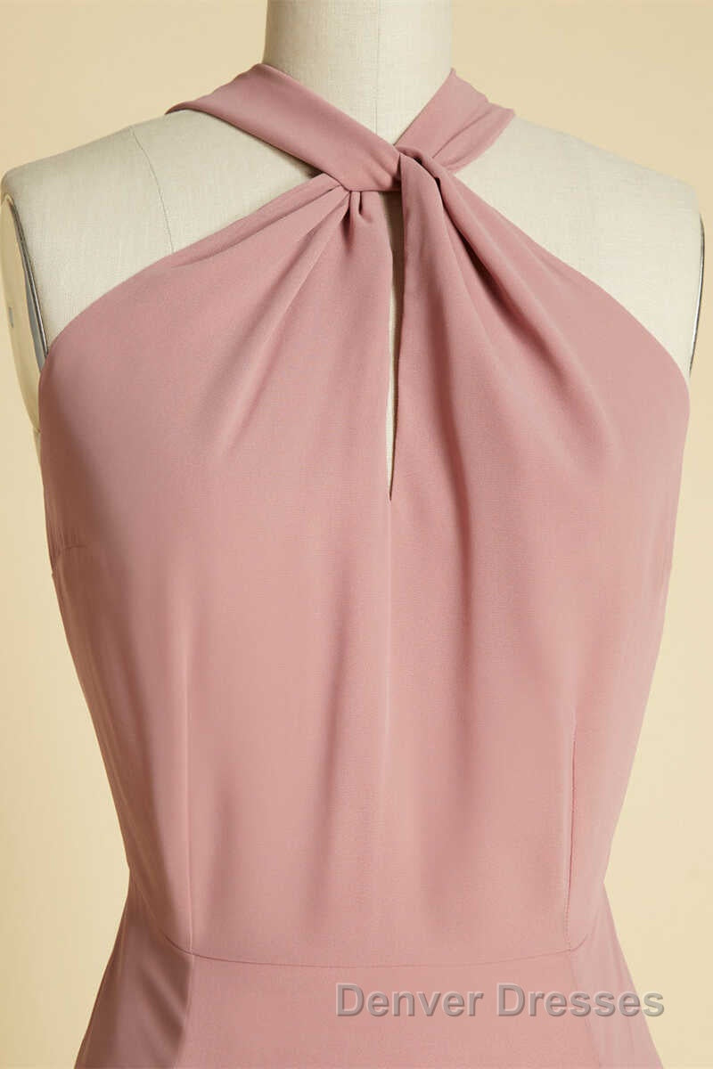 Dusty Pink Twist-Front Backless Long Formal Dress Secondary image