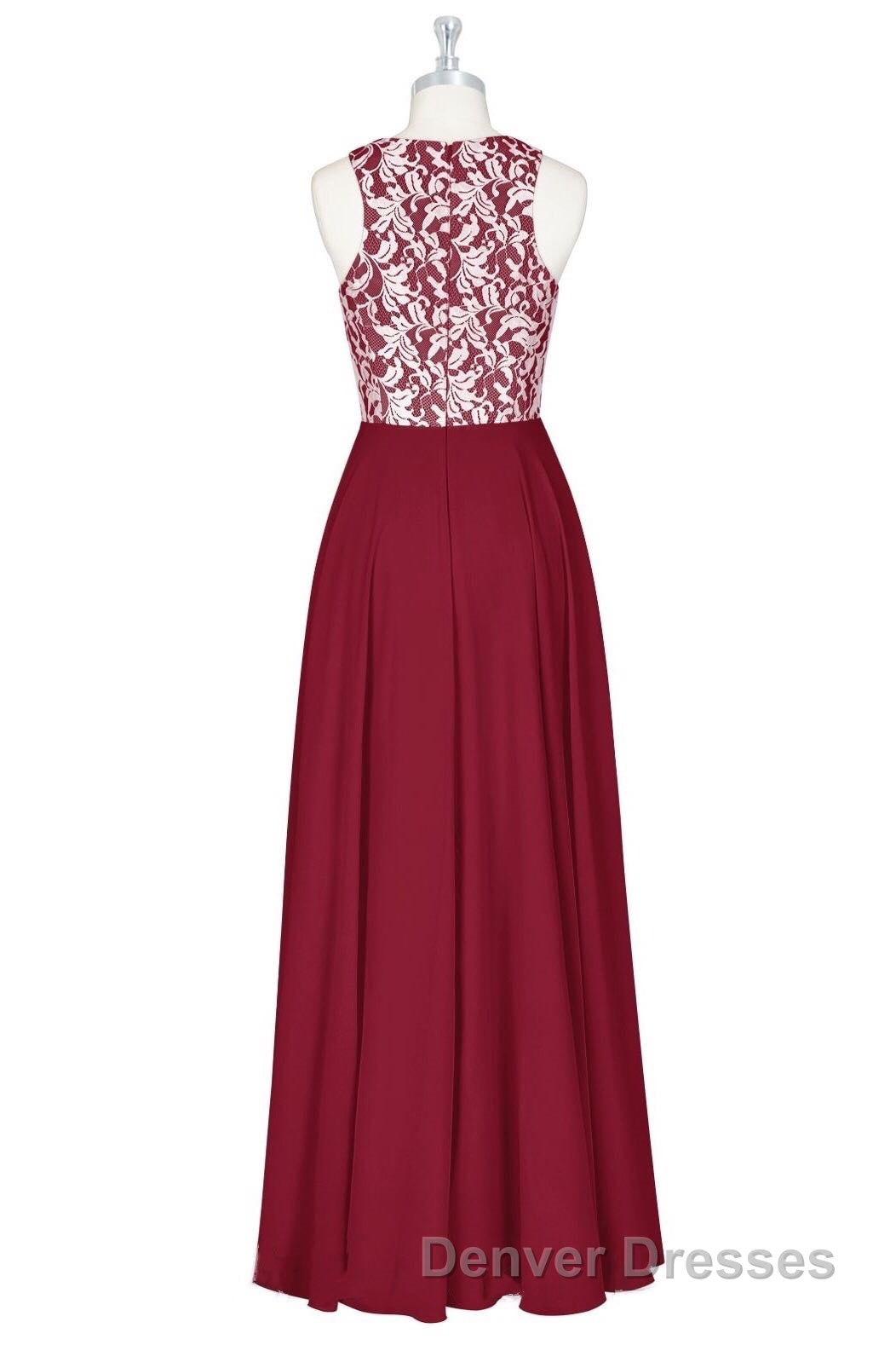 Red Print Sleeveless A-Line Long Bridesmaid Dress Secondary image