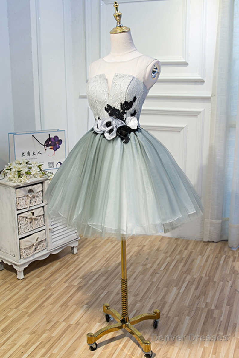 Princess Light Green Flower Sheer Back A-Line Short Party Dress Secondary image