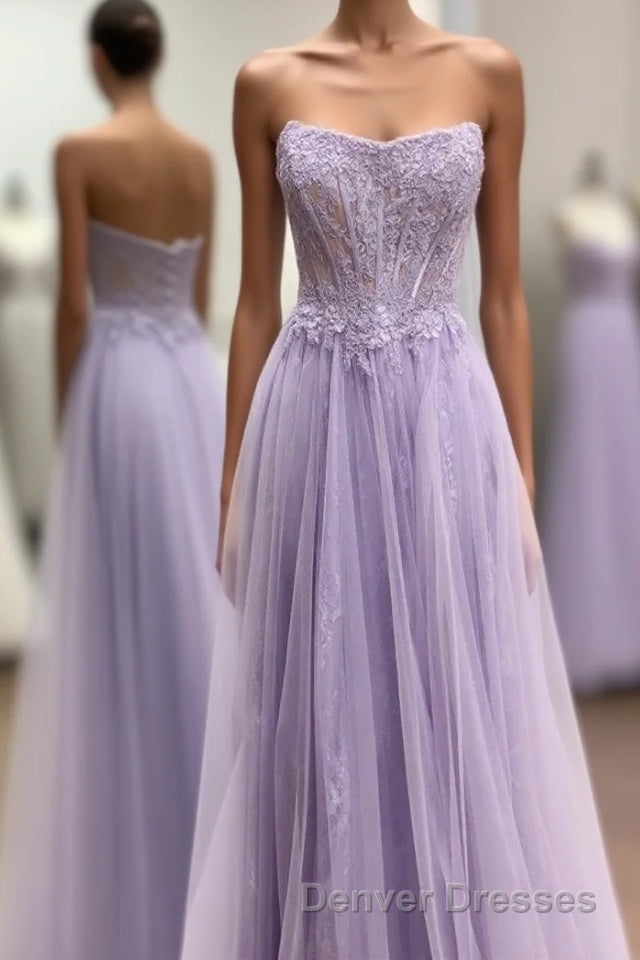 Strapless Lavender A-line Long Formal Dress Main image