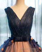 Tulle V Neck Long Prom Gown Tulle Evening Gown
