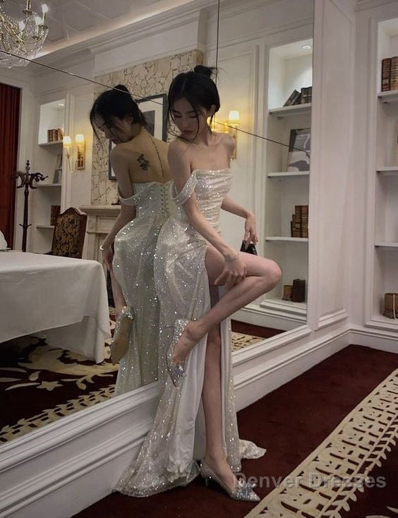 Shinny High Slit Women Formal Evening Party Prom Gowns Main image