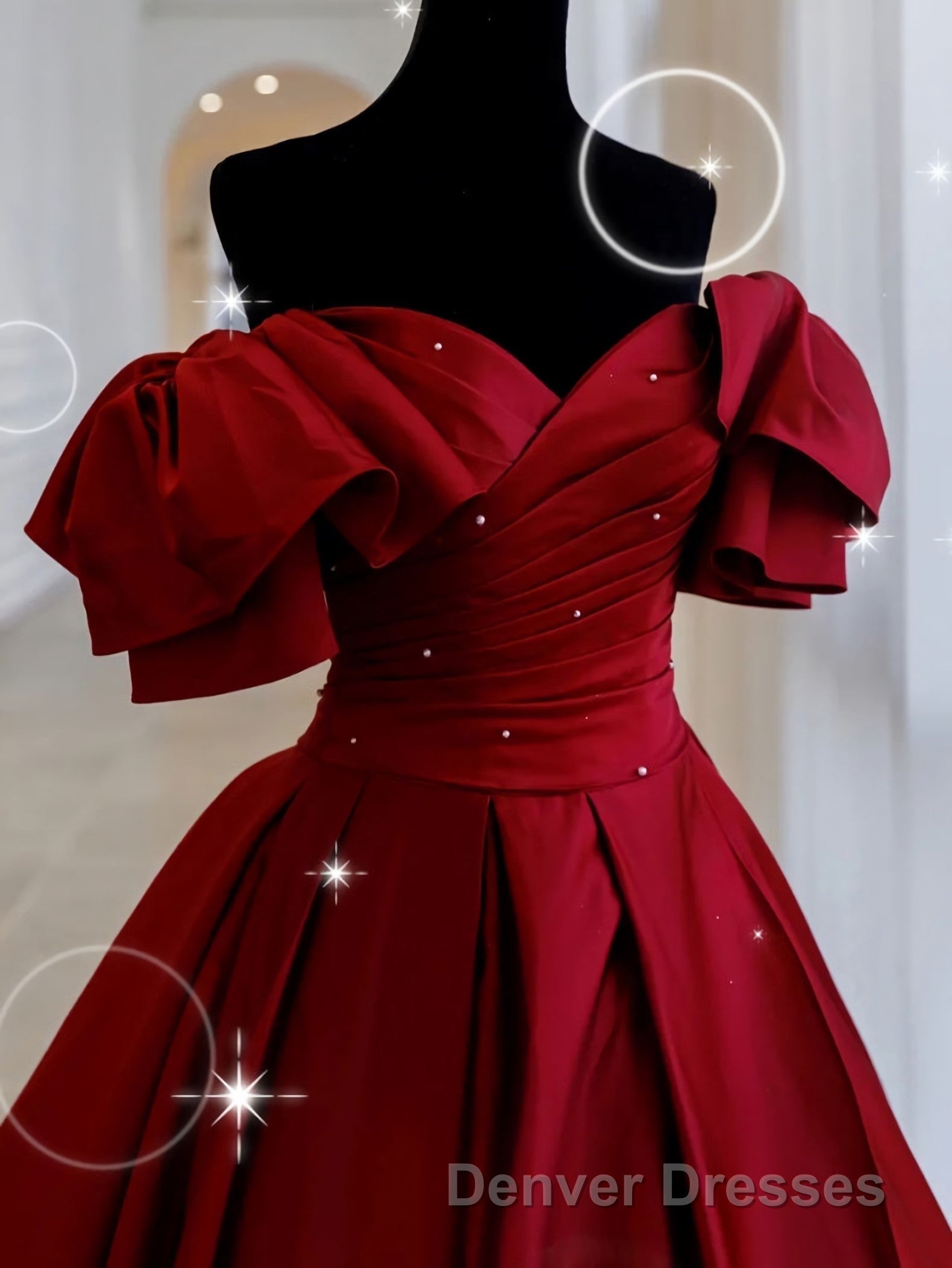 Simple Burgundy Satin Long Prom Dress, Burgundy Long Evening Dress Secondary image