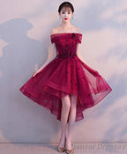 Burgundy Tulle Short Prom Dress Burgundy Homecoming Dress