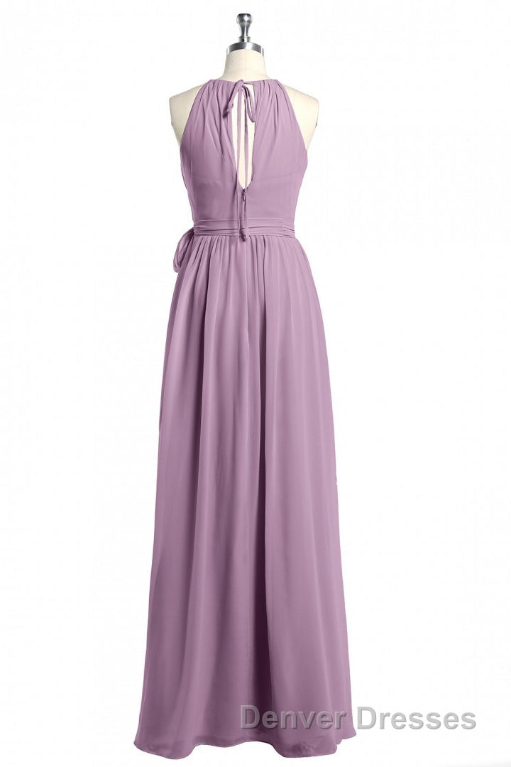 Dusty Purple Halter Keyhole Back Long Bridesmaid Dress Secondary image