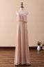 Blush Pink Spaghetti Strap Ruffled Long Bridesmaid Dress