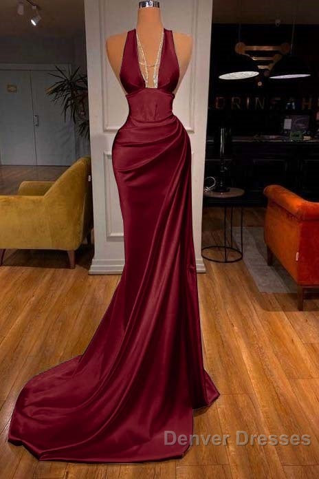 Halter V-Neck Mermaid Prom Dress Elegant