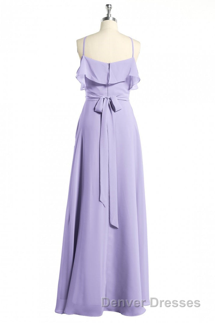 Lavender Halter Ruffled A-Line Long Bridesmaid Dress Secondary image