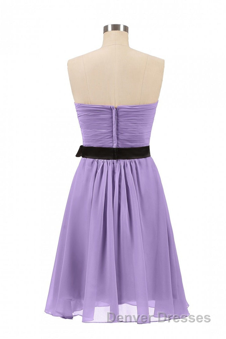 Lavender Strapless Tie-Side Short Bridesmaid Dress