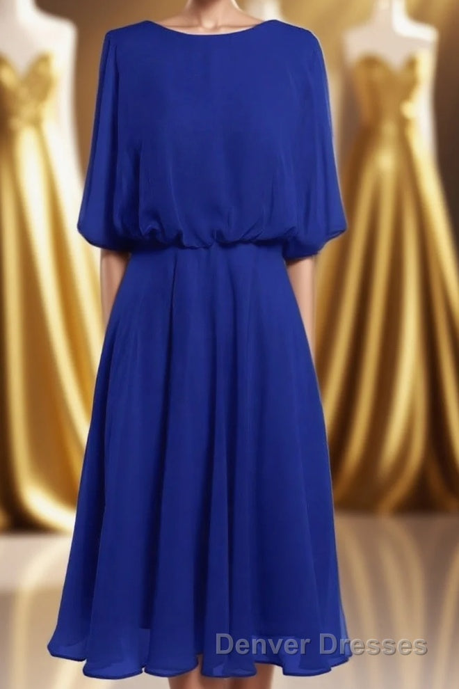 Royal Blue Long Sleeve Blouson-Style Bridesmaid Dress Main image