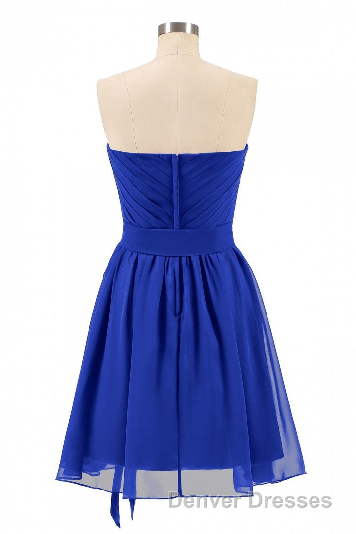 Royal Blue Sweetheart Tie-Side Short Bridesmaid Dress Secondary image