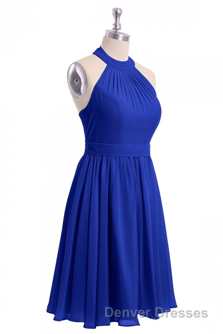 Rust Orange Chiffon Halter Backless A-Line Short Bridesmaid Dress Secondary image